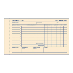 Rediform® Daily Time Clock Card Pads, For Daily Time/2-Page, 4.25" x 7", Manila, 100 Pages