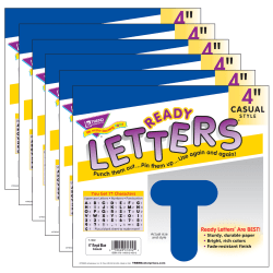 TREND Ready Letters®, 4", Casual Uppercase, Royal Blue, Set Of 6 Packs
