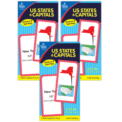 Carson Dellosa Education U.S. States & Capitals Flash Cards, Grade 3-5, 109 Cards Per Set, Pack Of 3 Sets