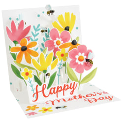 Up With Paper Mother's Day Pop-Up Greeting Card With Envelope, Half Fold, 5-1/4" x 5-1/4", Daisy Bumble Bee
