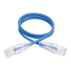 Tripp Lite 2ft Cat6 Gigabit Snagless Molded Slim UTP Patch Cable RJ45 M/M Blue 2' - First End: 1 x RJ-45 Male Network - Second End: 1 x RJ-45 Male Network - 1 Gbit/s - Patch Cable - 28 AWG - Blue