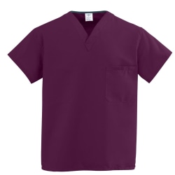 Medline ComfortEase™ 1-Pocket Reversible Unisex Scrub Top, 4X, Wine