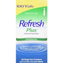 Refresh Plus Eye Drops Vials, 0.01 Fl Oz, Pack Of 100 Vials
