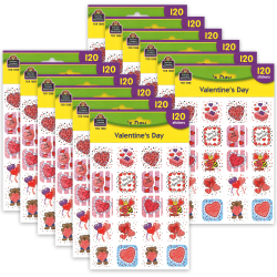Teacher Created Resources Stickers, Valentines Day, 120 Per Pack, Set Of 12 Packs
