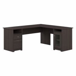 Bush® Furniture Cabot 72"W L-Shaped Computer Desk With Storage, Heather Gray, Standard Delivery