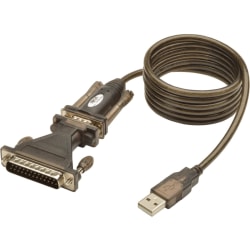 Tripp Lite 5ft USB to Serial Adapter Cable USB-A to DB25 RS-232 M/M - for Tablet PC, Phone, Camera, Modem, Notebook - 5 ft - 1 x Type A Male USB - 1 x DB-9 Male Serial - Gold-plated Contacts - Shielding - Black"