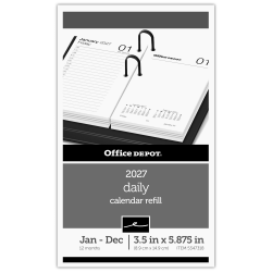 Office Depot Brand Daily Desk Calendar Refill, 3 1/2" x 6", White, January 2027 to December 2027, SP717D5027
