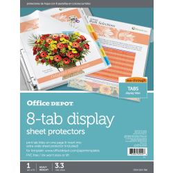 Office Depot® Brand Tabbed Sheet Protectors, 8-Tab, Assorted Colors