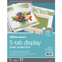 Office Depot® Brand Tabbed Sheet Protectors, 5-Tab, Assorted Colors