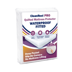 CleanRest Quilted Mattress Protectors, Full, 75"L x 54"W x 21"D, White, Case Of 8 Protectors