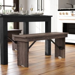 Flash Furniture HERCULES Series Folding Farm Bench, 17-3/4"H x 12"W x 40-1/4"D, Mahogany