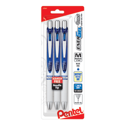 Pentel® EnerGel™ RTX Pearl Pens, Needle Point, 0.7 mm, Pearl Barrel, Blue Ink, Pack Of 3 Pens