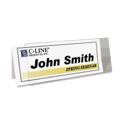 C-Line® Inkjet/Laser Name Tent Holders, 11 1/5" x 4 3/10", Clear, Box Of 25