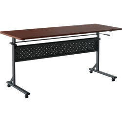 Lorell® Shift 2.0 Flip & Nesting Mobile Table, 29-1/2"H x 60"W x 24"D, Mahogany/Black