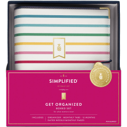 2024 Simplified by Emily Ley for AT-A-GLANCE® Weekly/Monthly Organizer Gift Set, 5-1/2" x 8-1/2", Happy Stripe, January to December 2024 , EL100-411