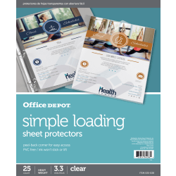 Office Depot® Brand Simple-Loading Sheet Protectors, 8-1/2" x 11", Clear, Pack of 25