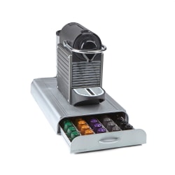 Mind Reader Anchor Nespresso Coffee Capsule Storage Drawer, 50 Capsule Capacity, Silver