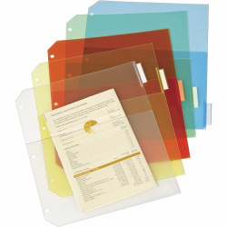 Cardinal Ring Binder Pockets, 8 1/2" x 11", Assorted, Pack Of 5