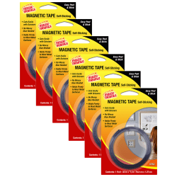 Magic-Mounts Magnetic Tape, 1/2" x 30" Roll, Pack Of 6
