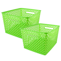 Romanoff Woven Basket, Large, Lime, Pack Of 2