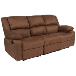 Flash Furniture Harmony Series Microfiber Sofa With 2 Built-In Recliners, Chocolate Brown