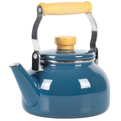 Mr. Coffee Quentin 1.5 Qt Steel Tea Kettle With Fold Down Handle, Blue