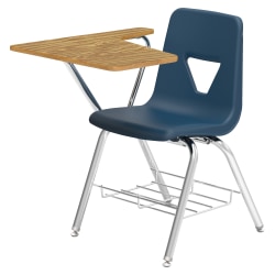 Lorell® Classroom Student Combo Desk, Tablet-Arm, Navy/Medium Oak