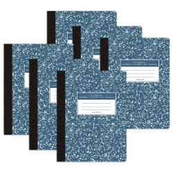 Roaring Spring Paper Products Composition Book, Unruled, 9-3/4" x 7-1/2", 100 Sheets, Blue Marble, Pack Of 6