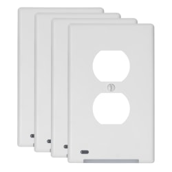 Amerelle LumiCover FIN 1-Gang Duplex Wall Plates, 5" x 3-1/8", White, Total Qty 4