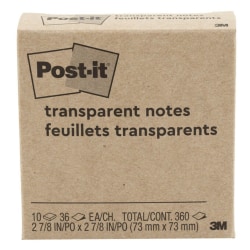 Post-it® Transparent Notes, 2.8 in. x  2 .8 in., 10 Pads/Pack