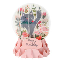 Up With Paper Everyday Pop-Up Greeting Card, Snow Globe, 5" x 3-3/4", Botanical Cat