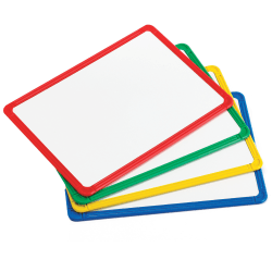 Edx Education Magnetic Dry-Erase Whiteboards, Metal, 13" x 9-1/2", Assorted Colors, Plastic Frame, Set Of 4 Whiteboards