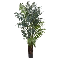 Nearly Natural Areca Bulb Palm 90"H Plastic Tree With Pot, 90"H x 56"W x 48"D, Green