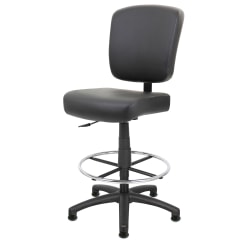 Boss Office Products Heavy-Duty Office Stool With Back, Black