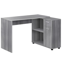Monarch Specialties 46"W Corner Desk With Storage Cabinet, Gray