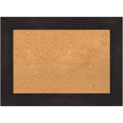 Amanti Art Rectangular Non-Magnetic Cork Bulletin Board, Natural, 30" x 22", Furniture Espresso Plastic Frame