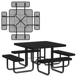 Leisure Craft Square Outdoor Picnic Table, 29-1/4"H x 80"W x 80"D, Black