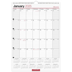 2025 Office Depot Monthly Wall Calendar, 12" x 17", Traditional, January 2025 To December 2025, OD30162825