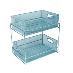 Mind Reader 2-Tier Metal Mesh Storage Basket, Medium Size, Turquoise