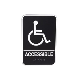 Vollrath Accessible Sign, 9" x 6", Black/White