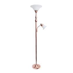 Lalia Home Torchiere Floor Lamp With Reading Light, 71"H, Rose Gold/White