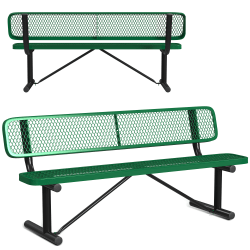 Leisure Craft Outdoor Bench With Back, 32-5/8"H x 72"W x 23-3/4"D, Black/Green