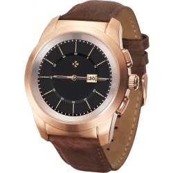 MyKronoz ZeTime Premium Hybrid Smartwatch, Regular, Brushed Pink Gold/Brown Vintage Leather, KRZT1RP-BPG-BRLEA