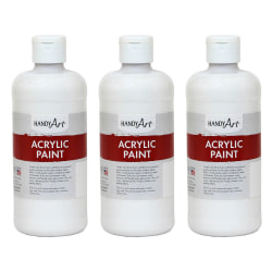 Handy Art Acrylic Paints, 16 Oz, Blockout White, Pack Of 3 Paints
