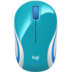Logitech Wireless Mini Mouse M187 Ultra Portable, 2.4 GHz with USB Receiver, 1000 DPI Optical Tracking, 3-Buttons, PC / Mac / Laptop - Bright Teal - Optical - Wireless - Radio Frequency - 2.40 GHz - Teal - USB - 1000 dpi - Scroll Wheel - 3 Button(s)