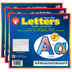 Hygloss Punch-Out Letters, 3", Globes, 350 Characters Per Pack, Set Of 3 Packs