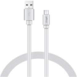 XYST Charge and Sync USB to Micro USB Flat Cable, 4 Ft. (White) - 4 ft Micro-USB/USB Data Transfer Cable - XYSM4604F