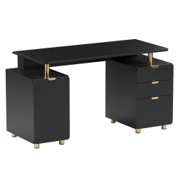 Techni Mobili Elegant 57"W Executive Computer Desk, Black/Gold, Total Qty 1