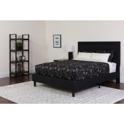 Flash Furniture Roxbury Panel Tufted Upholstered Platform Bed and Memory Foam Pocket Spring Mattress, Queen, 50-3/4"H x 65-3/4"W x 85-3/4"L, Black