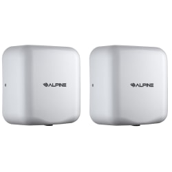 Alpine Industries Hemlock Commercial Automatic High-Speed Electric Hand Dryers, White, Pack Of 2 Dryers